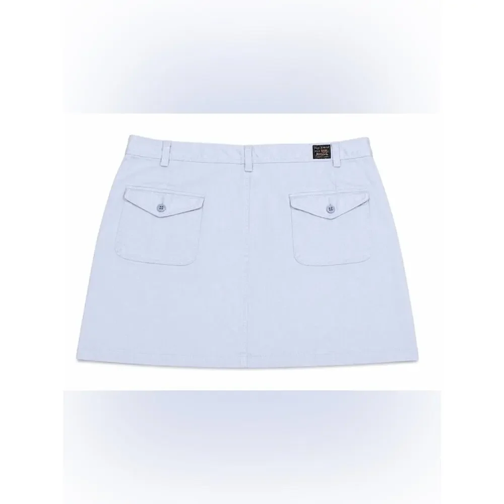 Ralph Lauren Sport Polo Chino Blue Mini Skirt Size 12 Cotton Preppy